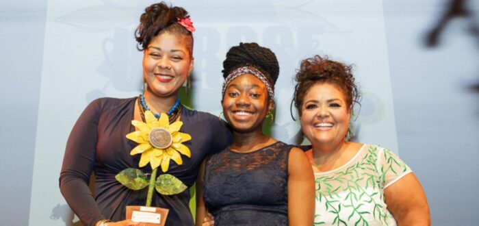 three women smiling