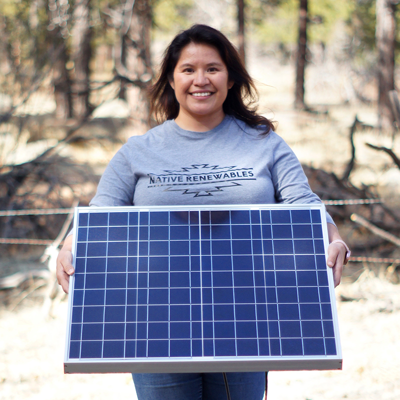 Native Renewables - woman with solar panel