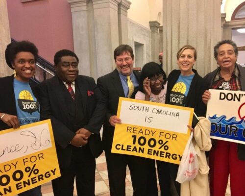 Rev. Leo Woodbury with South Carolinans advocating for clean energy.